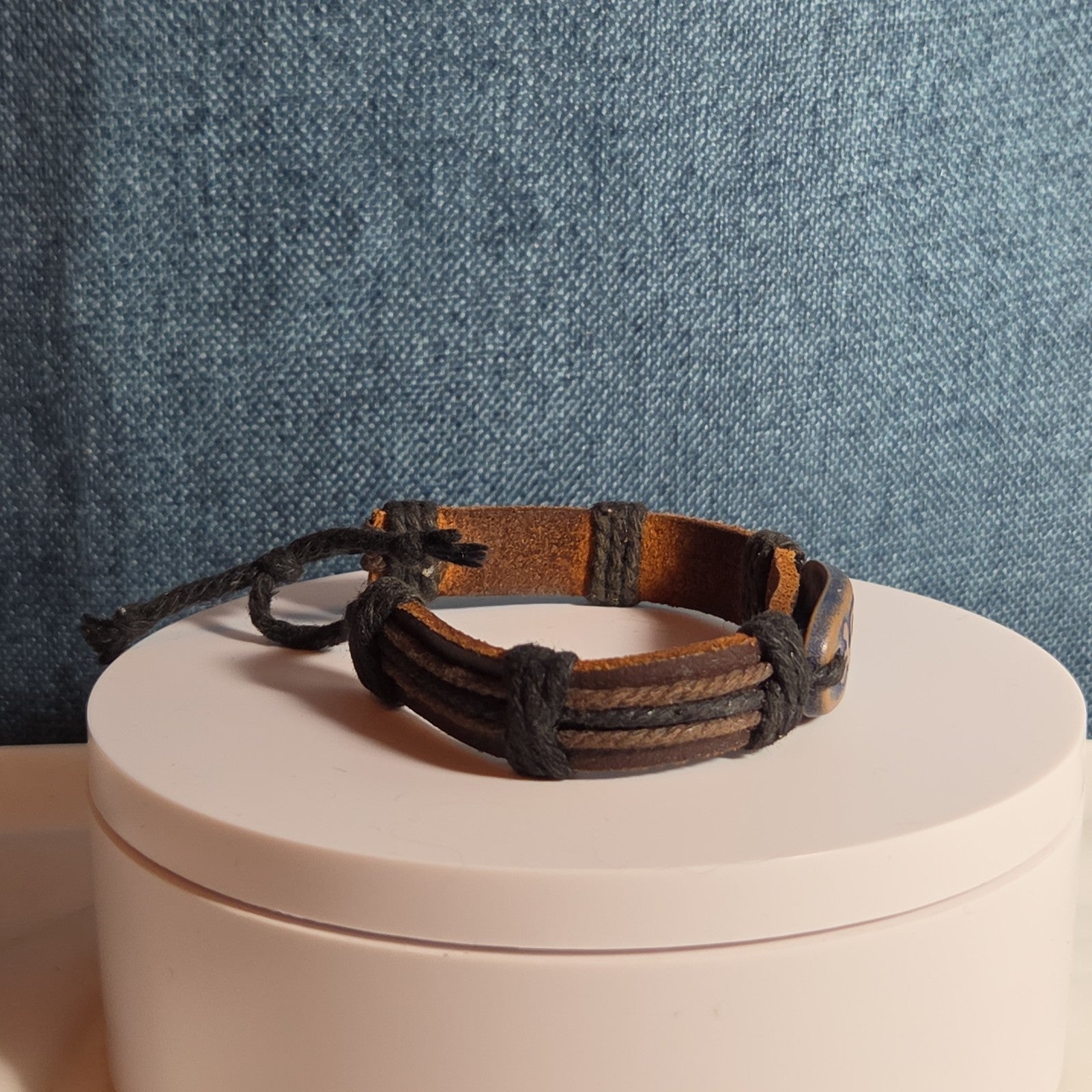 Leather Hemp Tribal Wrap Bracelet