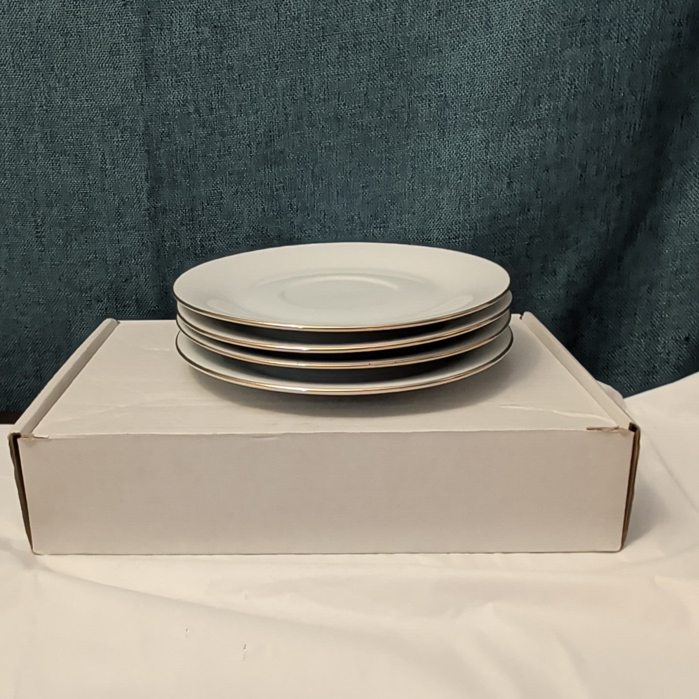 Set of 4 Sea Gull Fine China Saucers 6" | Jian Shang Gold Trim | Replacement
