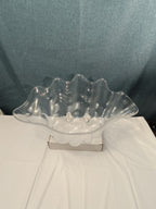 Large Acrylic Clam Shell Serving Bowl 18" Wavy Scalloped Beach House Centerpiece