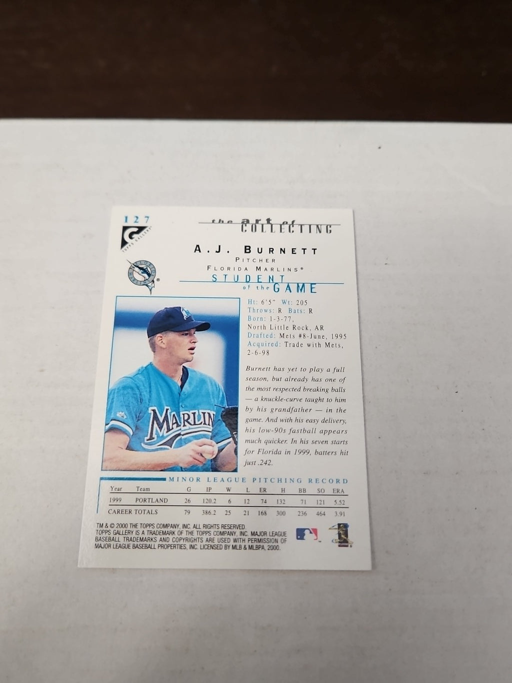 2000 Topps Gallery - Students of the Game A.J. Burnett #127
