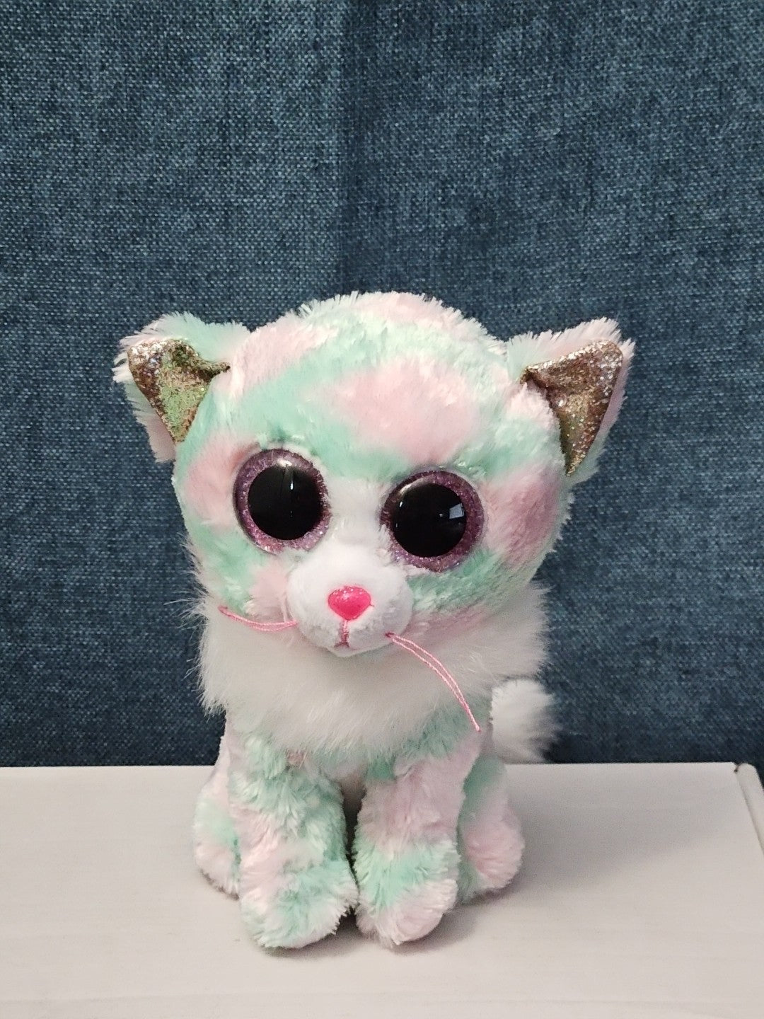 TY Beanie Boos Opal Cat Plush 6" | Pastel Pink & Green Tie Dye Kitty | No Tag