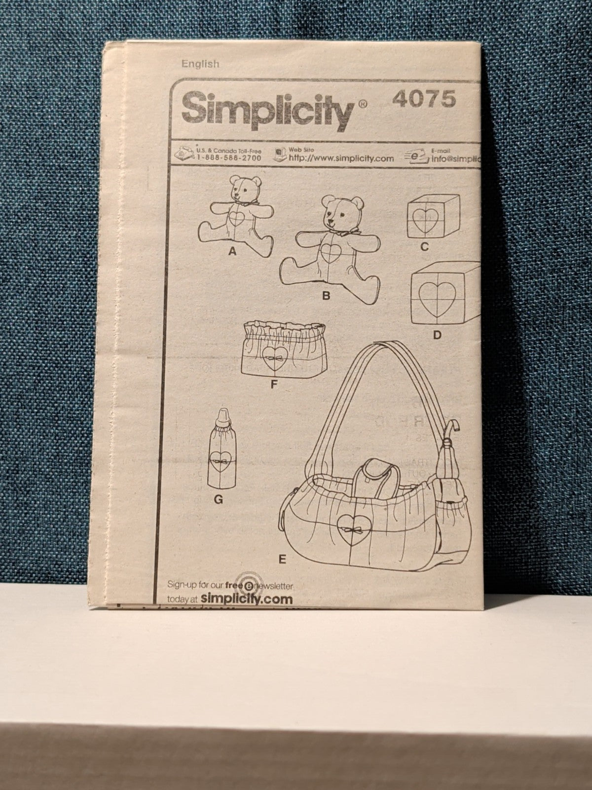 Simplicity 4075 Shirley Botsford Baby Accessories Pattern 2006 Diaper Bag UNCUT