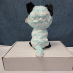 Ty Beanie Boos Atlas Aqua Chevron Fox 6" Plush Blue Glitter Eyes Retired MWMT