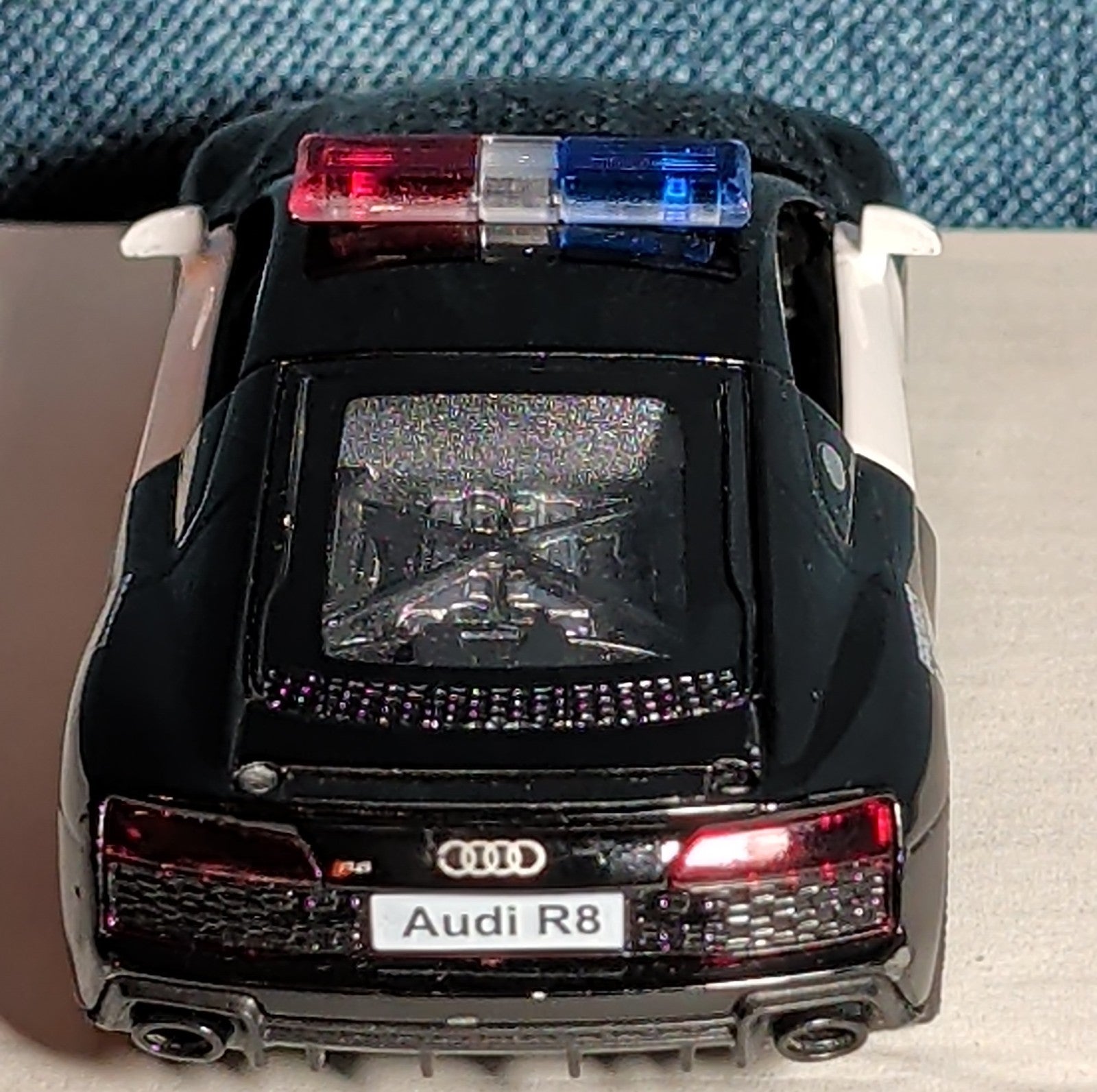 RMZ City Audi R8 Police Car 1/36 Diecast Pull Back Opening Doors PreOwned