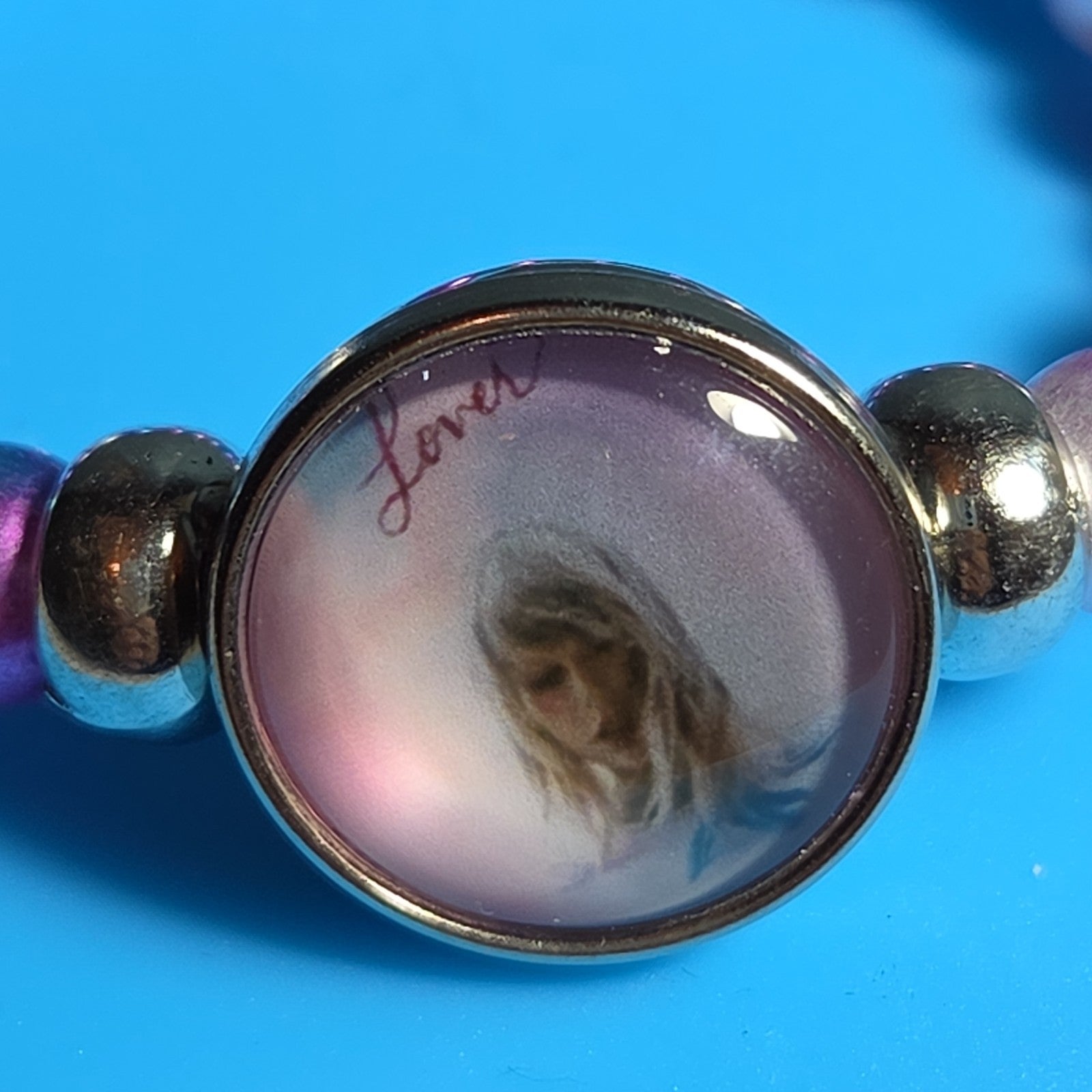 Taylor Swift Lover Snap Charm Beaded Stretch Bracelet