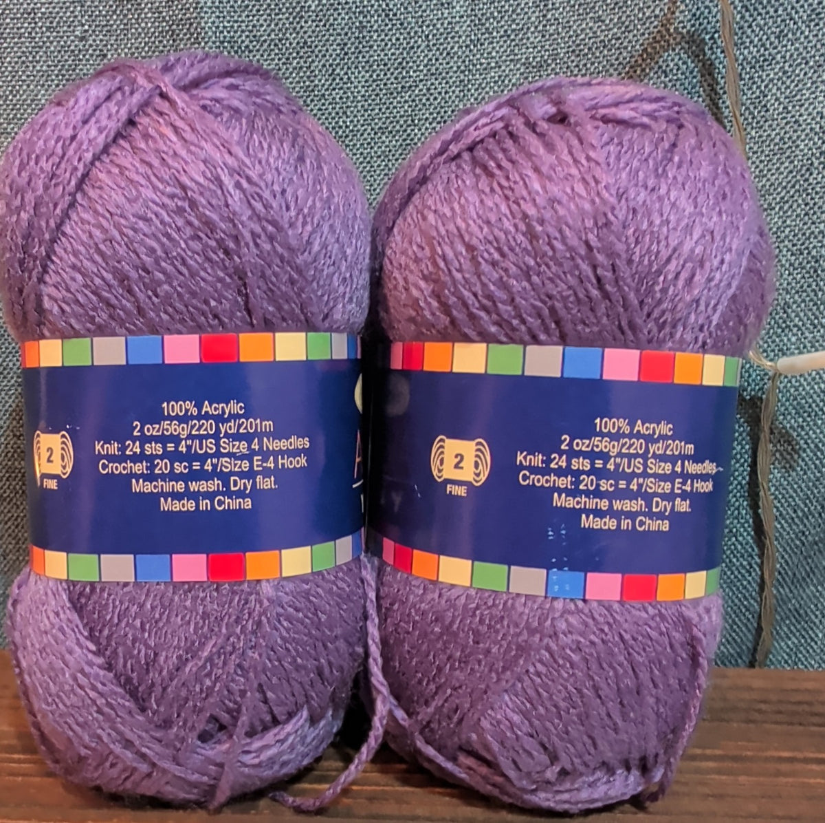 Herrschners Afghan Yarn 2 Ply Grape Purple Acrylic 2 Skein Lot