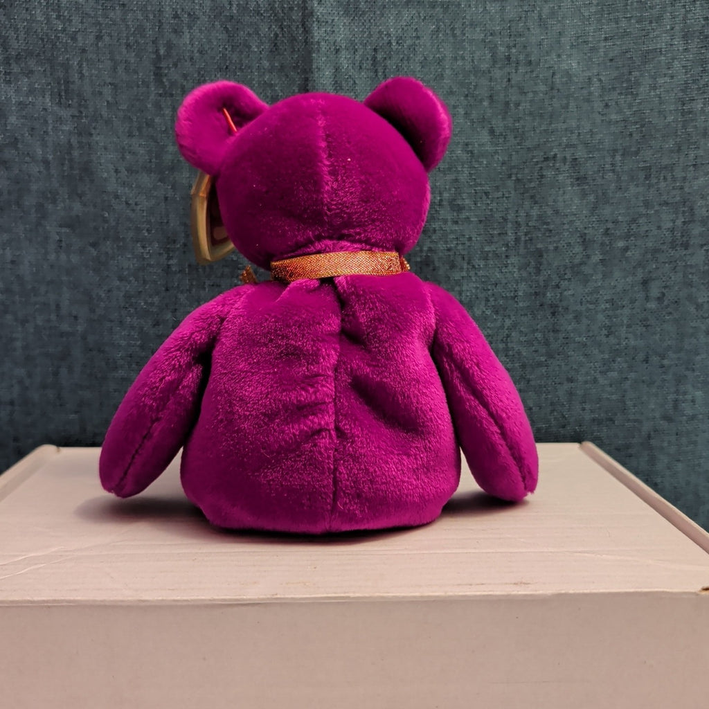 Ty Beanie Baby Millennium Bear MWMT Retired Holographic Tag Purple 2000 Y2K Toy