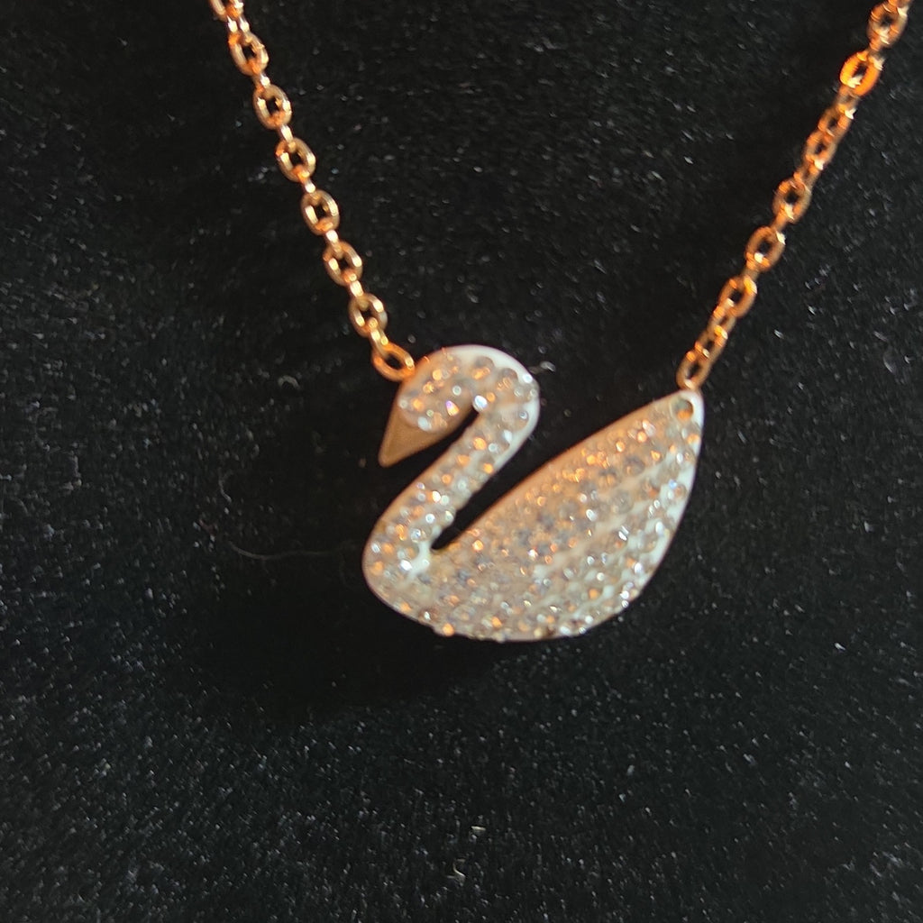 Rose Gold Tone Swan Pendant Stainless Steel Coquette NWT