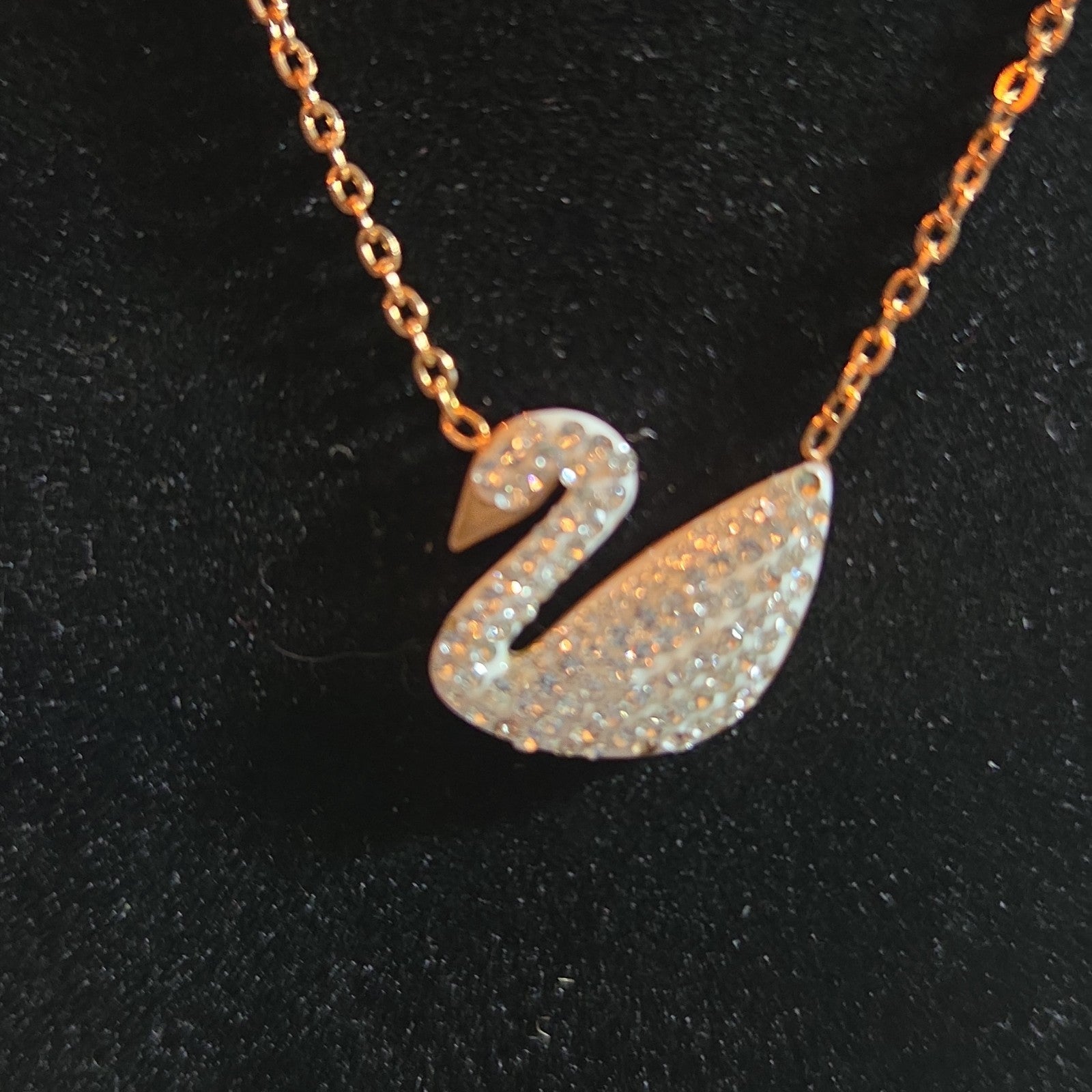Rose Gold Tone Swan Pendant Stainless Steel Coquette NWT
