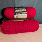 Red Heart Super Saver Cherry Red Yarn Lot 2 Skeins Worsted E300 New & Used