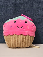 Dan Dee Cupcake Plush Keychain | Pink Happy Face Bag Clip | Kawaii Food Stuffed