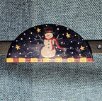 JB Snowman Half Moon Painted Metal Brooch 1996 Folk Art