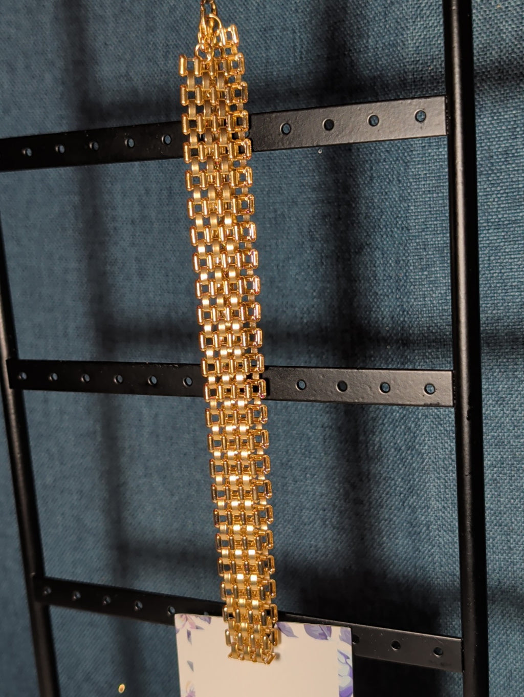 Gold Tone Wide Link Mesh Choker Necklace Y2K Retro Glam NWT