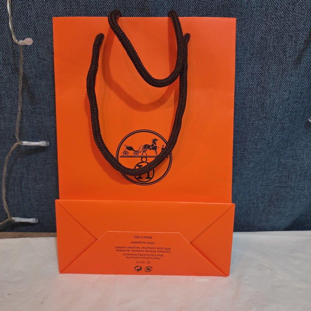Hermes Small Orange Shopping Bag Authentic Paper Gift Tote Luxury Decor