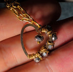 Wire Wrapped Heart Bracelet Gold Tone Hematite Bead Boho