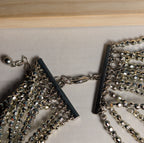 Multi Strand Silver Tone Beaded Statement Necklace Glam
