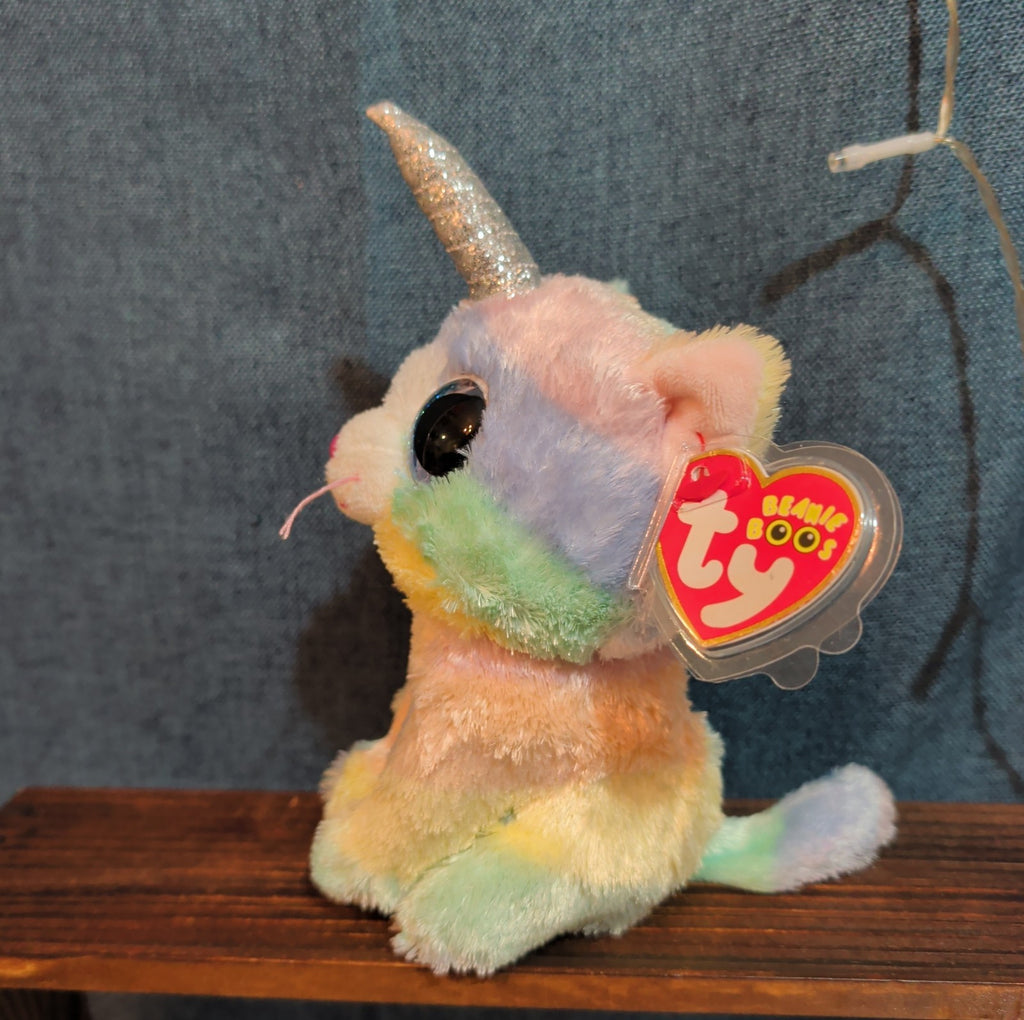 Ty Beanie Boos Heather Uni-Kitty 6" Plush Pastel Rainbow