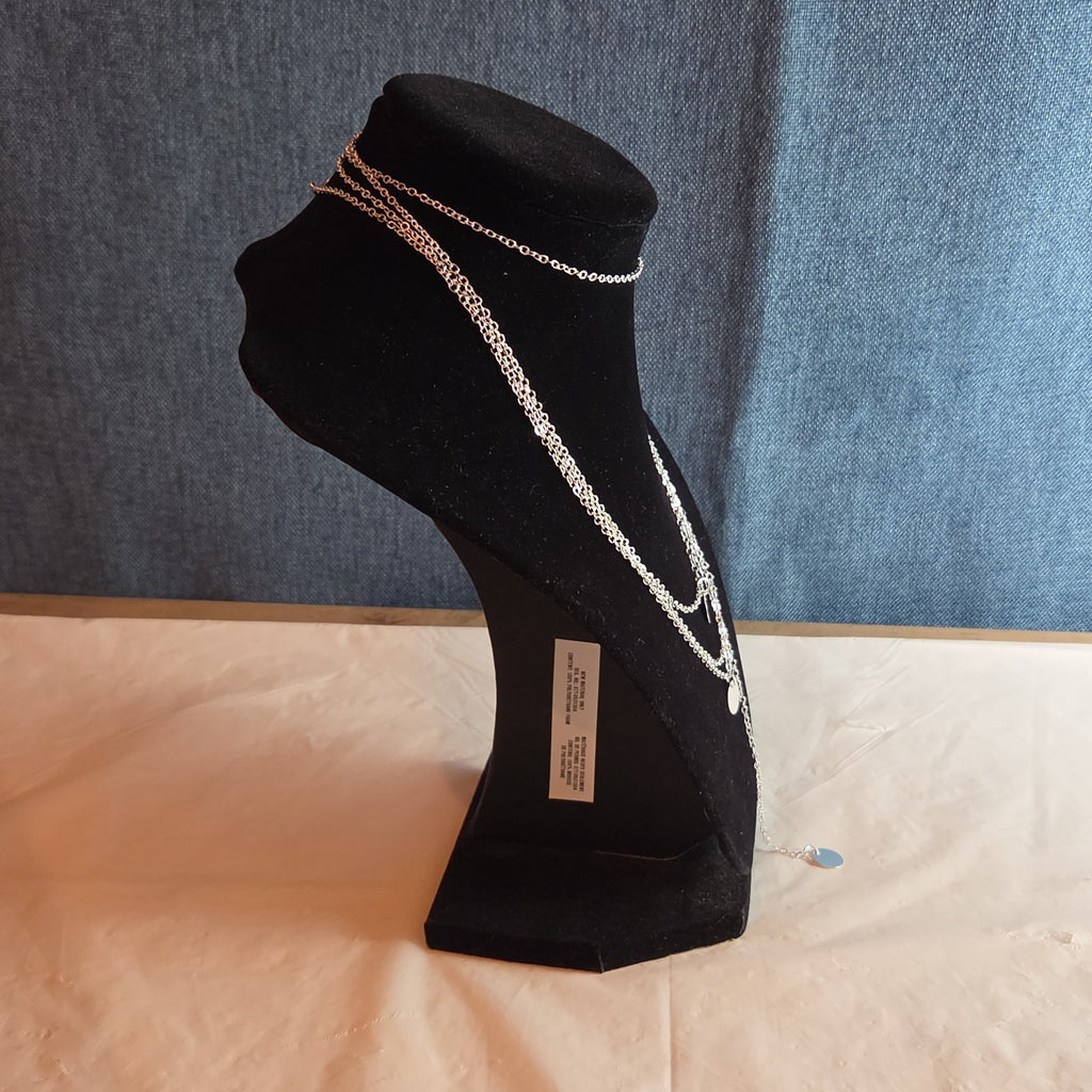 Fashion Silver Tone Multi Tier Lariat Disc Necklace Boho NIP X002Q3ZYJ
