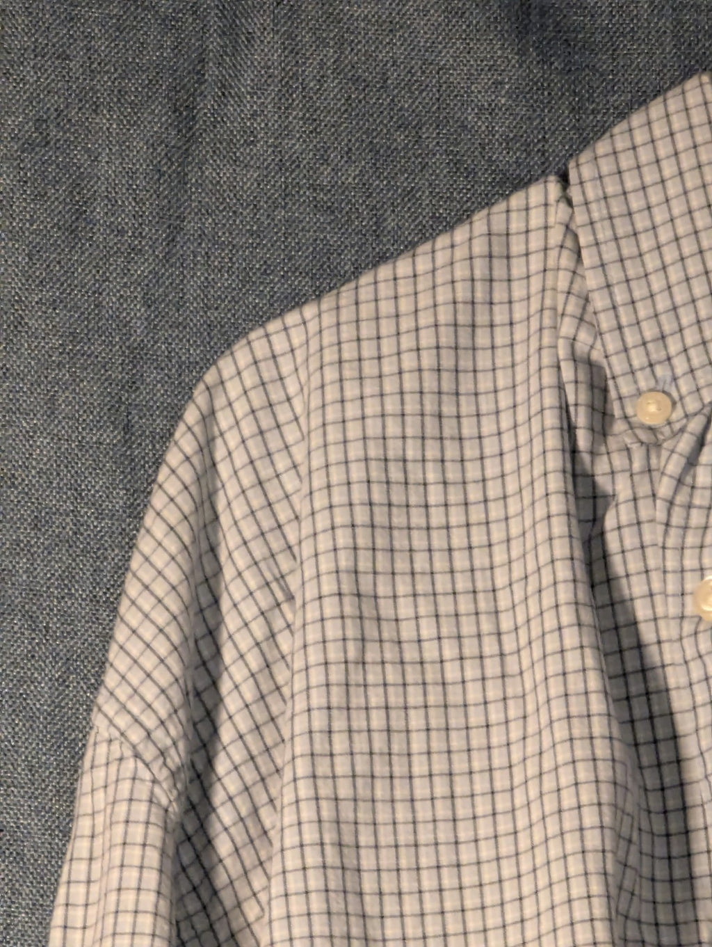 Old Navy Button Down Shirt Men's Large Blue White Grid Check Casual Cotton