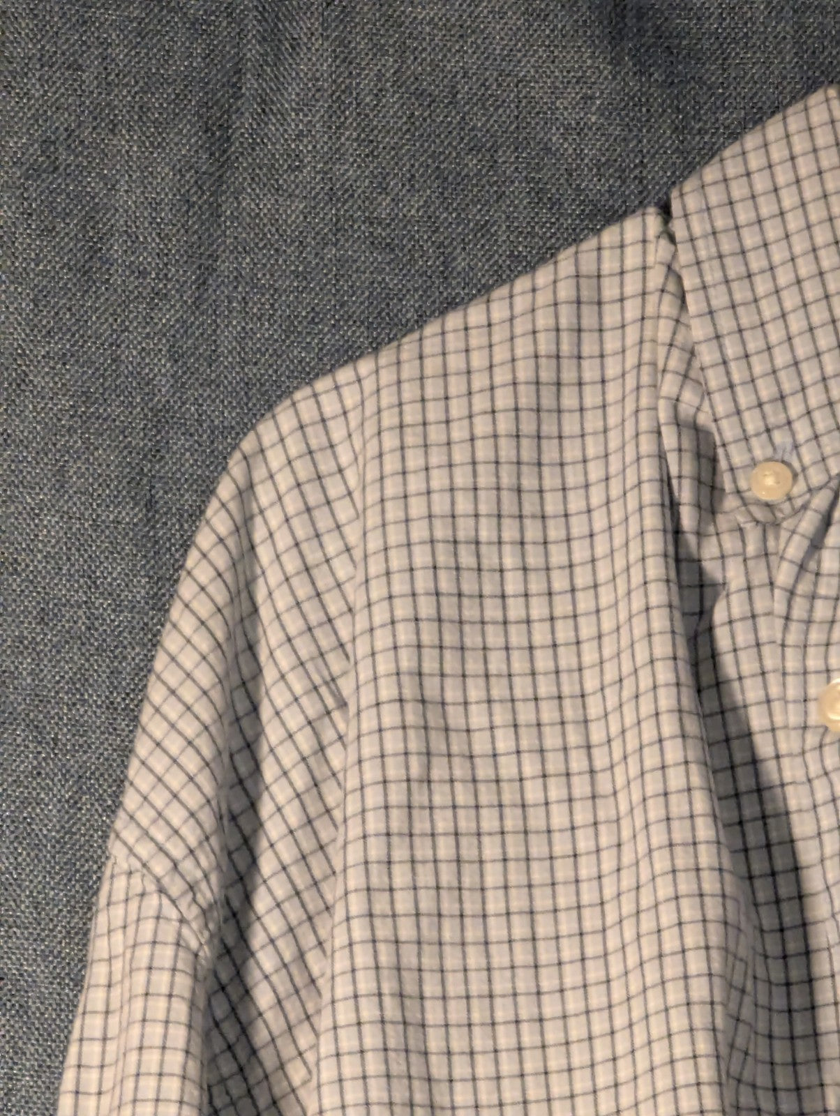 Old Navy Button Down Shirt Men's Large Blue White Grid Check Casual Cotton