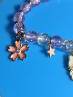 Kawaii Kitty Pink Beaded Stretch Charm Bracelet Y2K