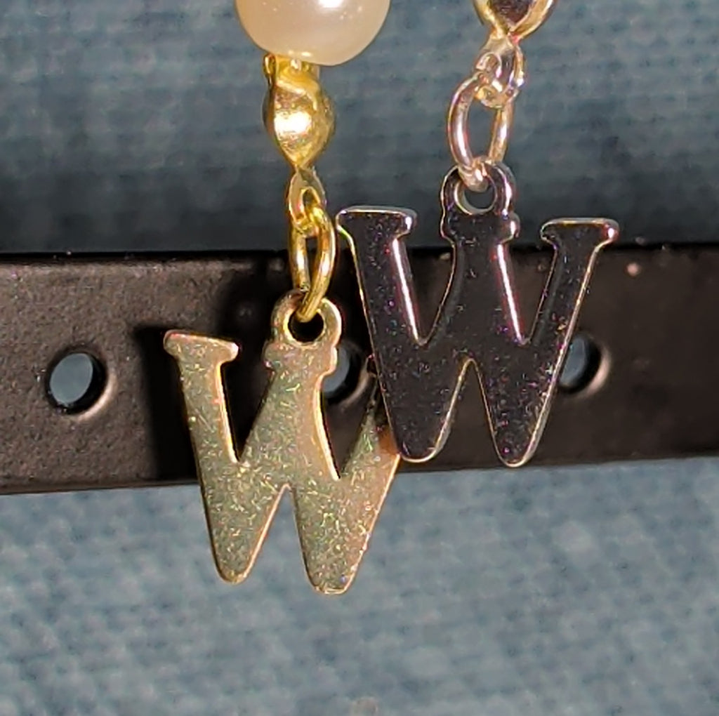 Faux Pearl Purse Charm Gold Silver Tone W Letter Initial