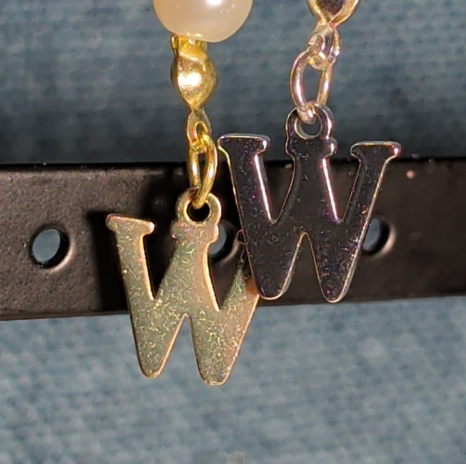 Faux Pearl Purse Charm Gold Silver Tone W Letter Initial