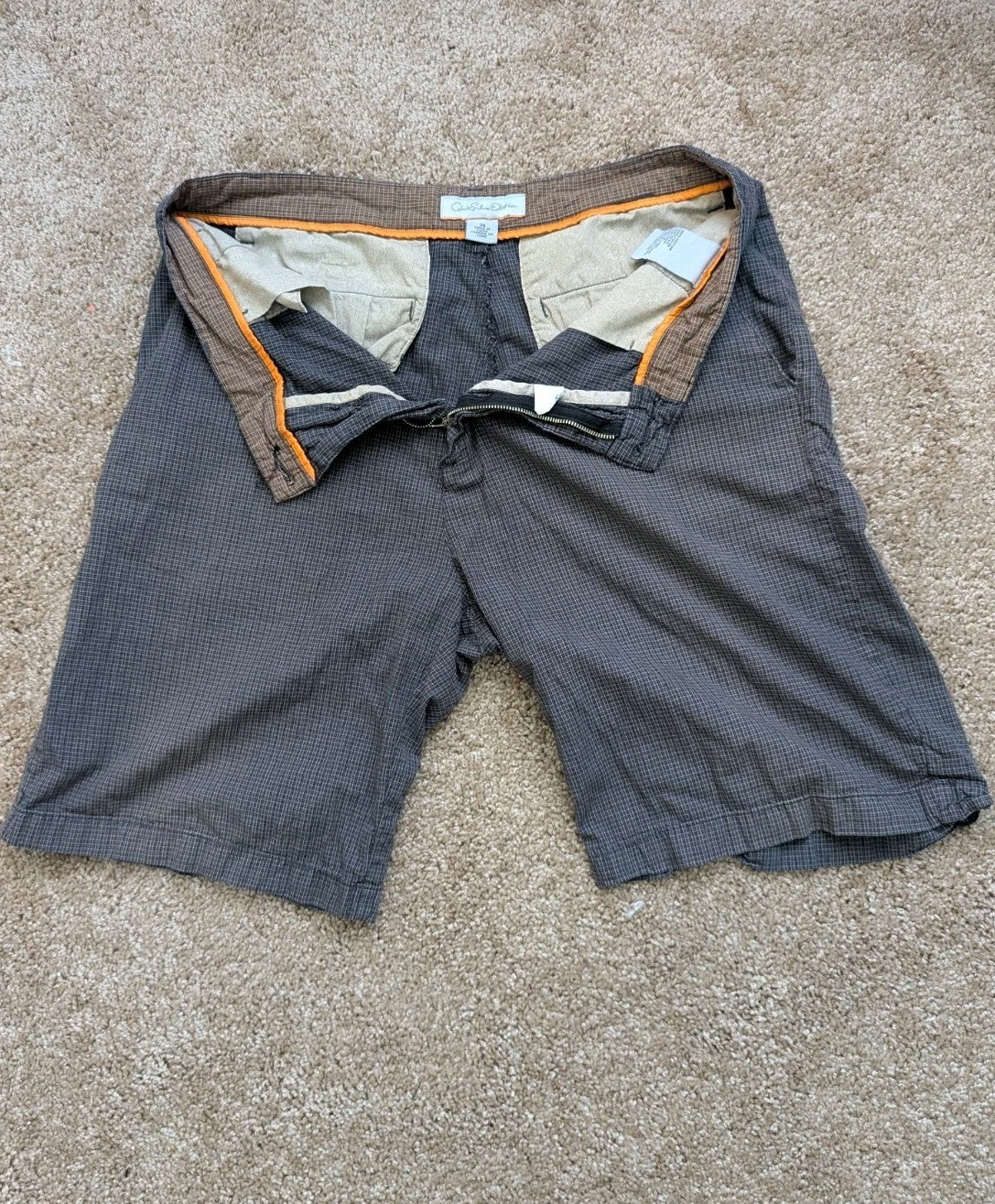 Quiksilver Edition Mens Shorts 34 Gray Micro Check Bermuda Walk Flat Front VTG