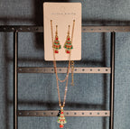 Christmas Tree Necklace Earring Set Gold Tone Enamel Holiday