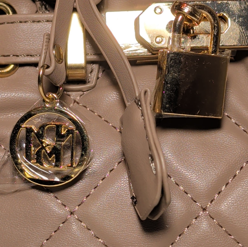 Studio Badgley Mischka Quilted Mini Tote Taupe Vegan Leather NWT
