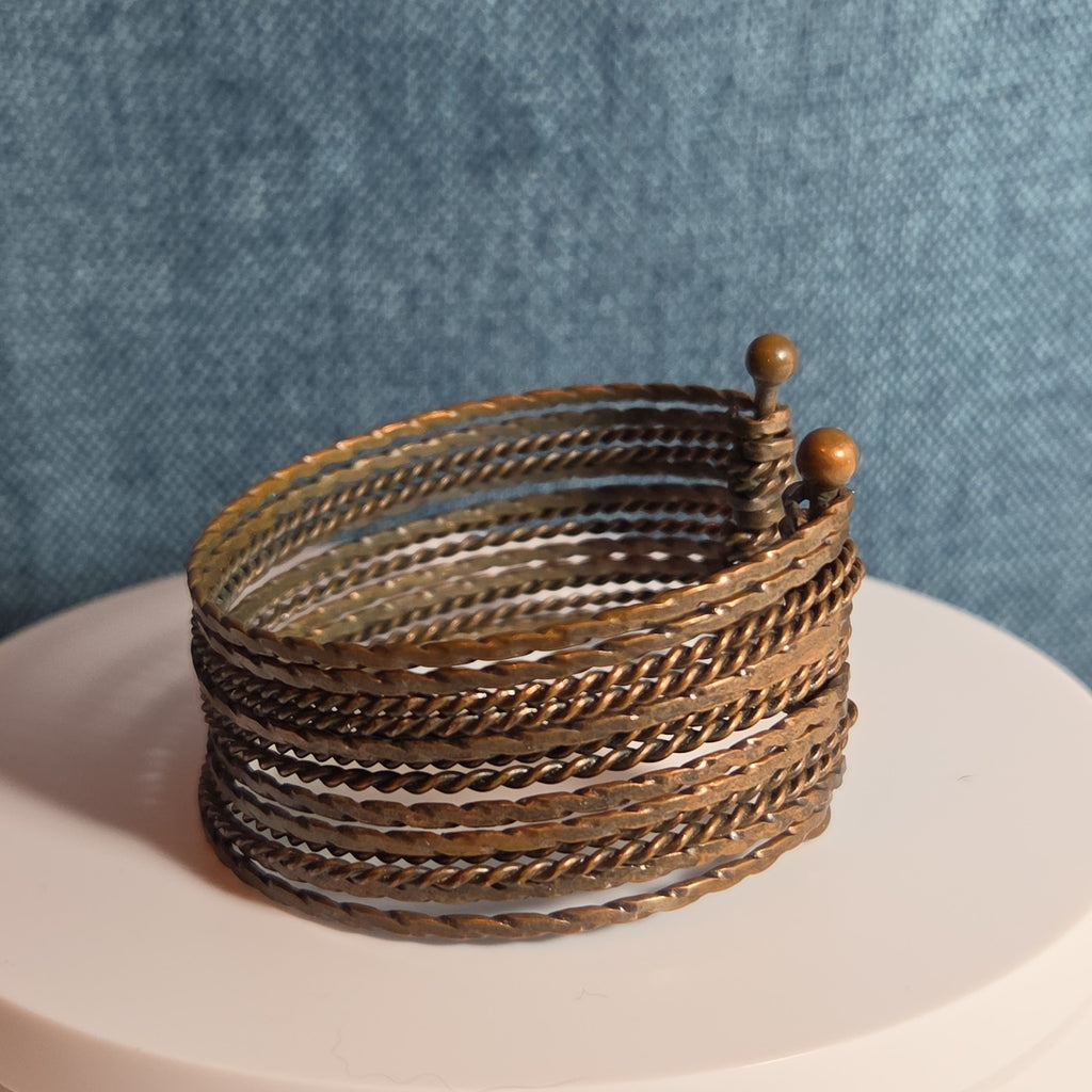 Brassy Color Dingle Hingled Bracelet Unmarked  14 Layers Dingle Together