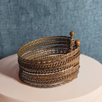 Brassy Color Dingle Hingled Bracelet Unmarked  14 Layers Dingle Together
