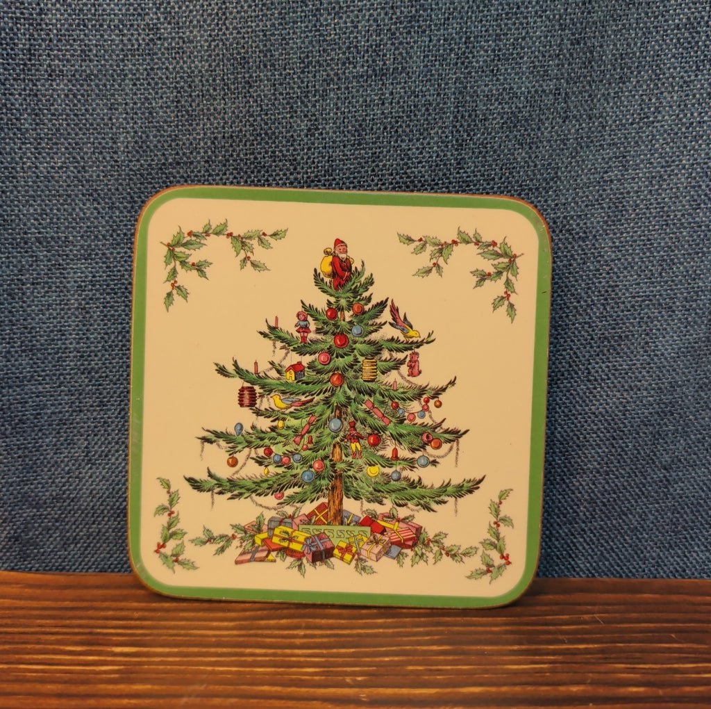 Christmas Tree Cork Back Coaster Holiday Decor Single