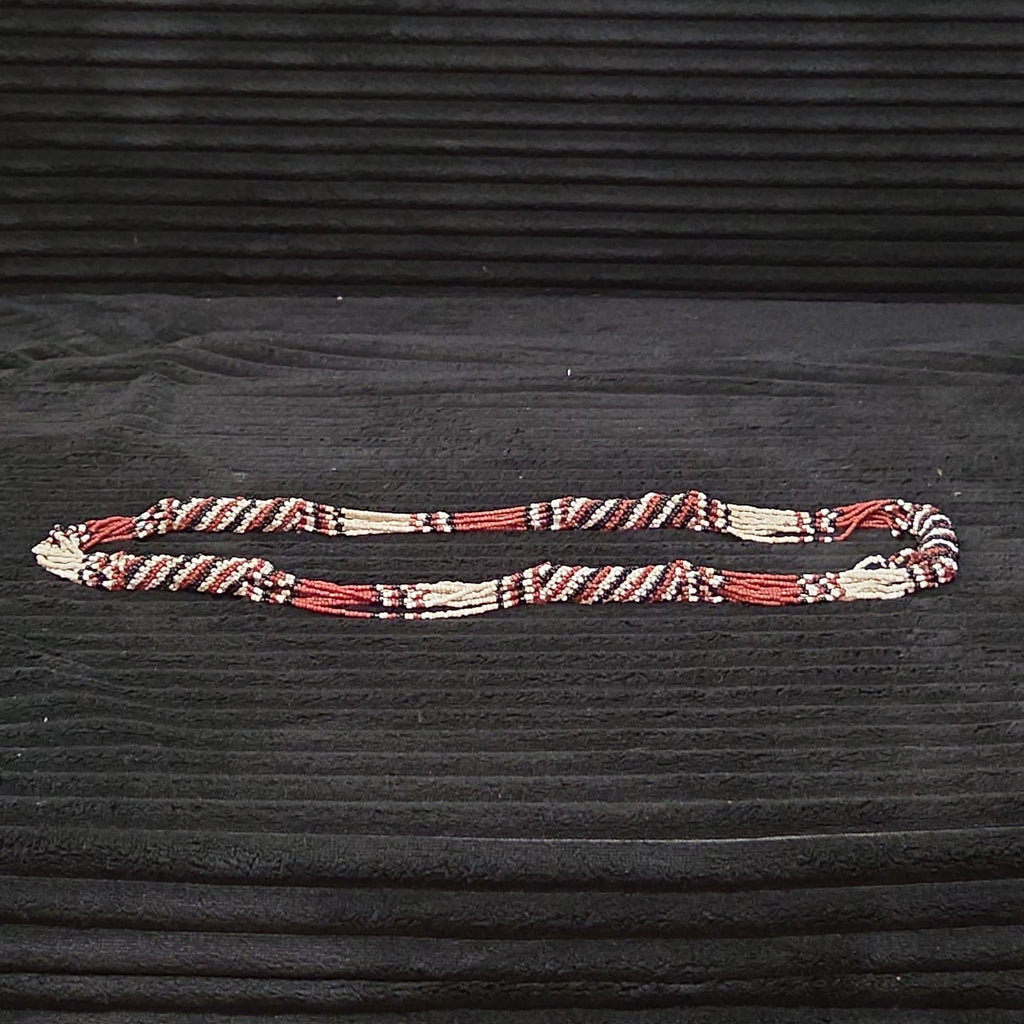 Multi-Strand Seed Bead Twisted Necklace Red Black Boho EUC