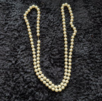 Vintage 54" Champagne Hand Knotted Faux Pearl Flapper Necklace