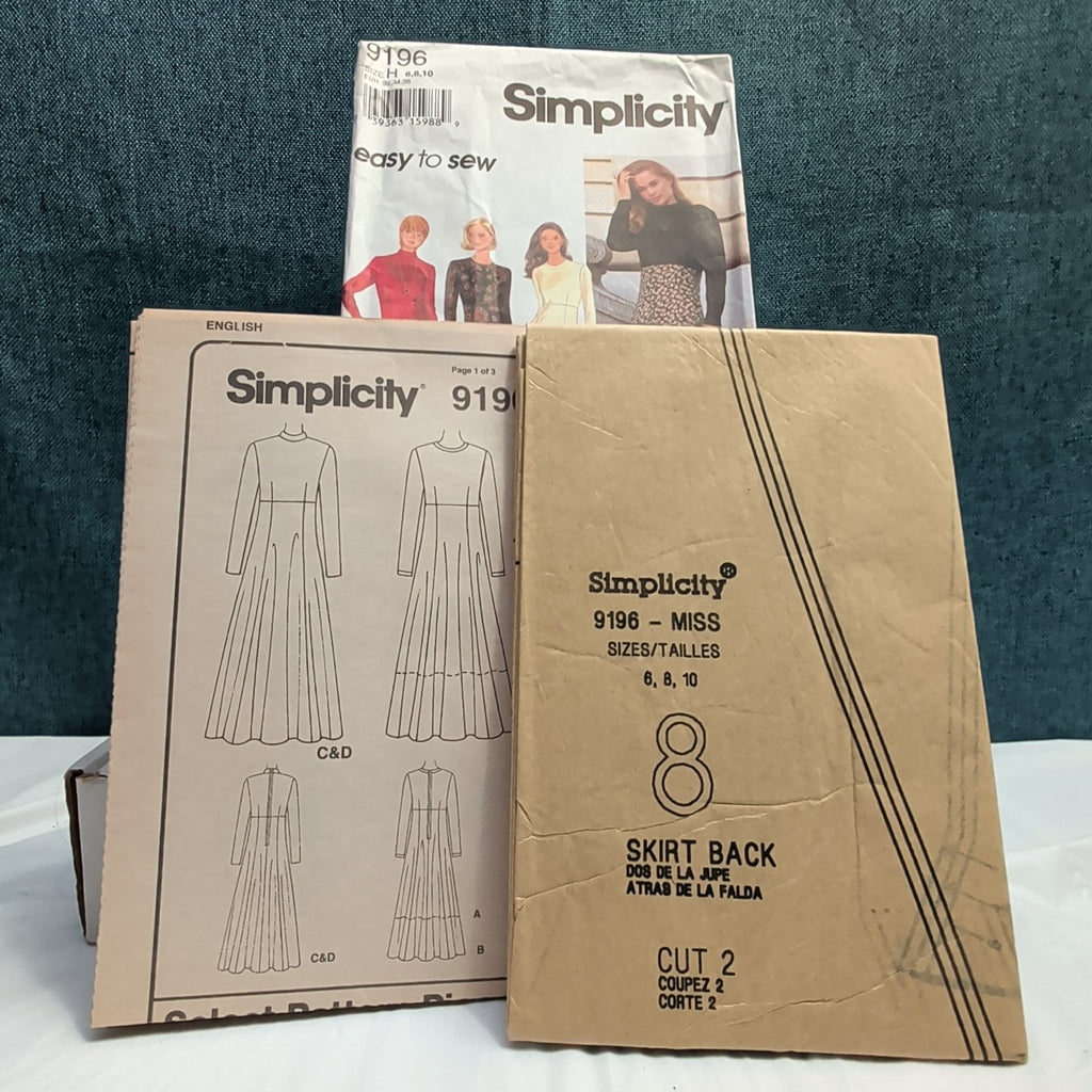 Simplicity 9196 Sewing Pattern Dress Raised Empire Waist Size 6-10 UNCUT Vtg 90s