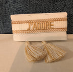 Coresky J'Adore Embroidered Woven Tassel Bracelet Gold Boho NIB