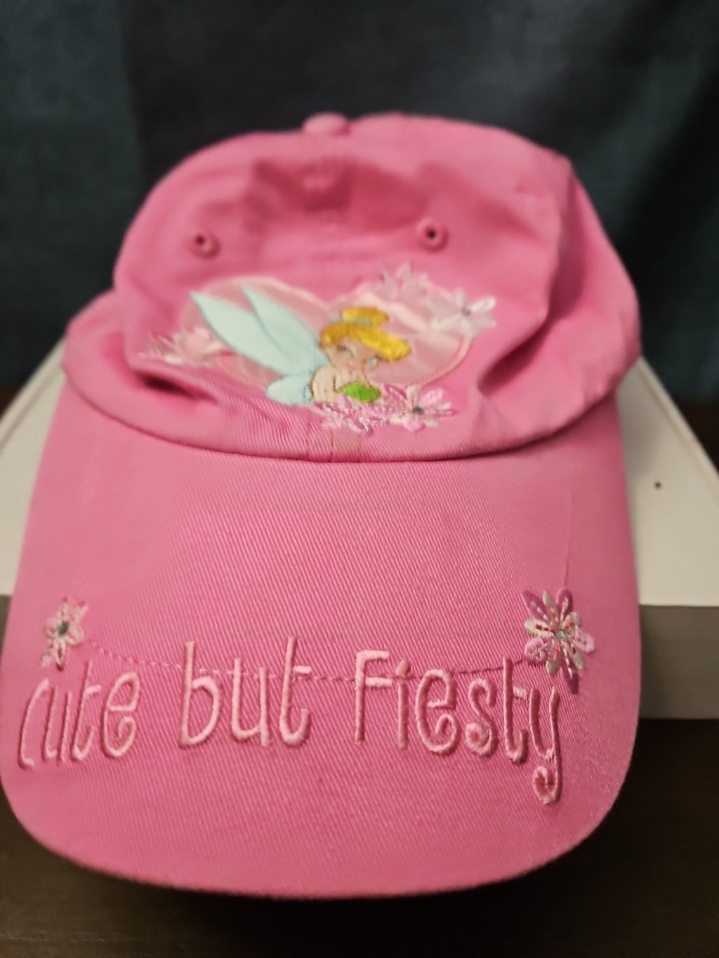 Disney Tinker Bell Hat Pink Baseball Cap "Cute but Feisty" Y2K Embroidered