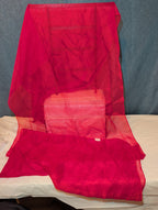 Red Chiffon Evening Shawl Wrap Capelet Bridal PreOwned 65x19