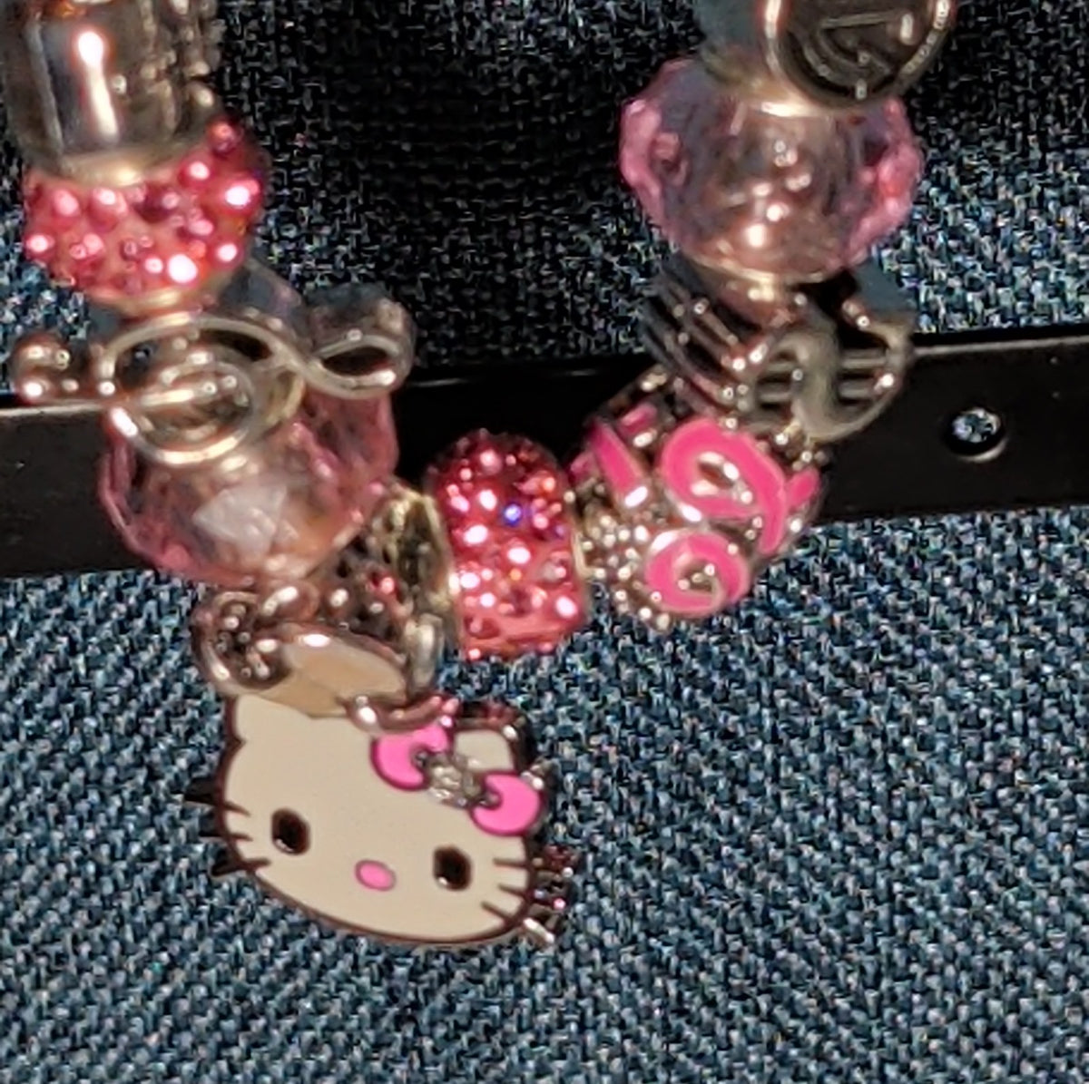 Hello Kitty Charm Bracelet Pink Rhinestone Y2K Kawaii