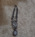 Black Crystal Pearl Necklace Chunky Bib Pendant Antique Chain