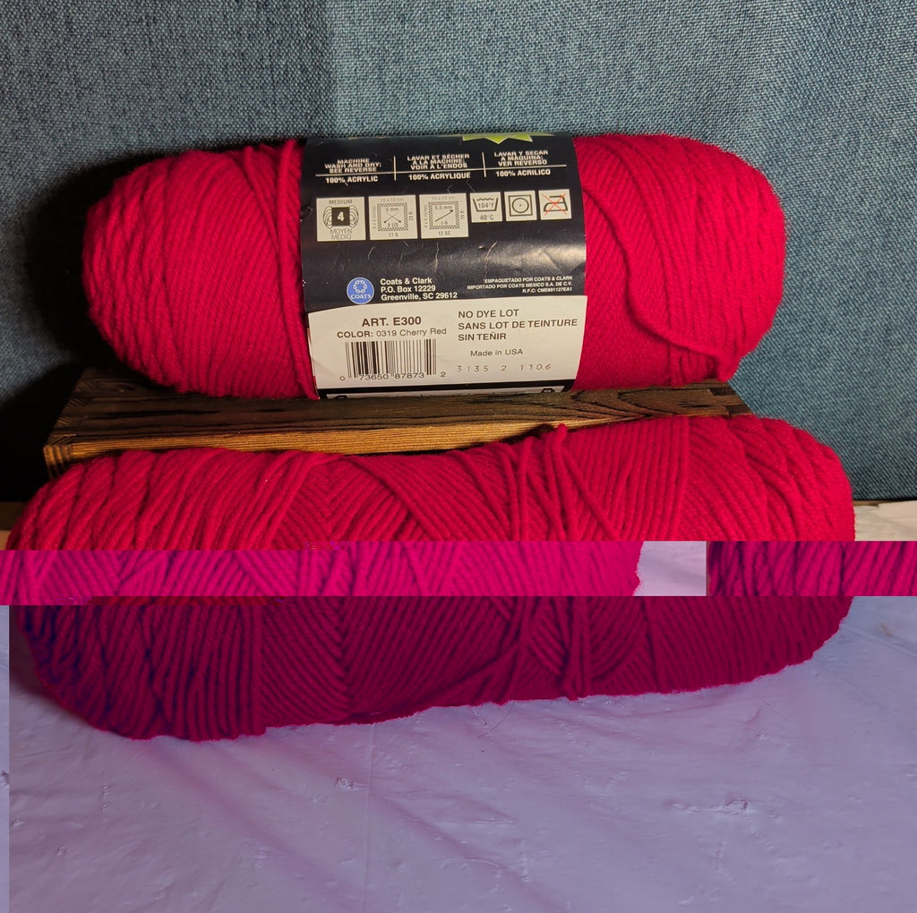 Red Heart Super Saver Cherry Red Yarn Lot 2 Skeins Worsted E300 New & Used