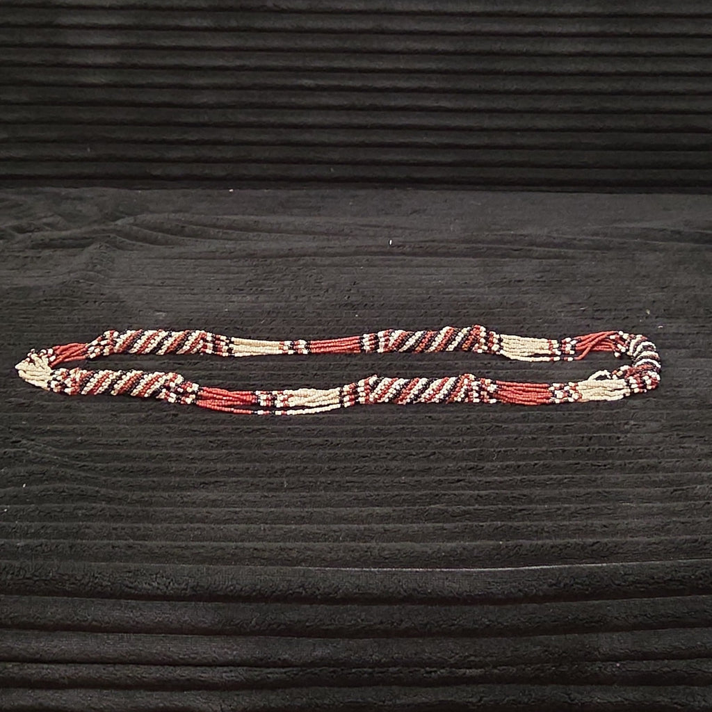 Multi-Strand Seed Bead Twisted Necklace Red Black Boho EUC