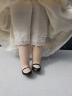 Vintage 8" Porcelain Doll | Blonde with Bonnet & Ruffled Dress