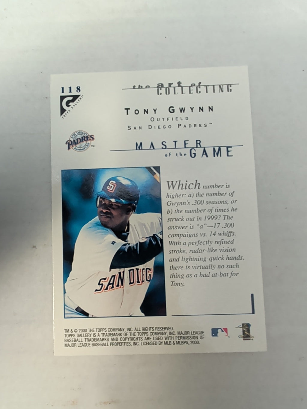 2000 Topps Gallery - Masters of the Game Tony Gwynn #118