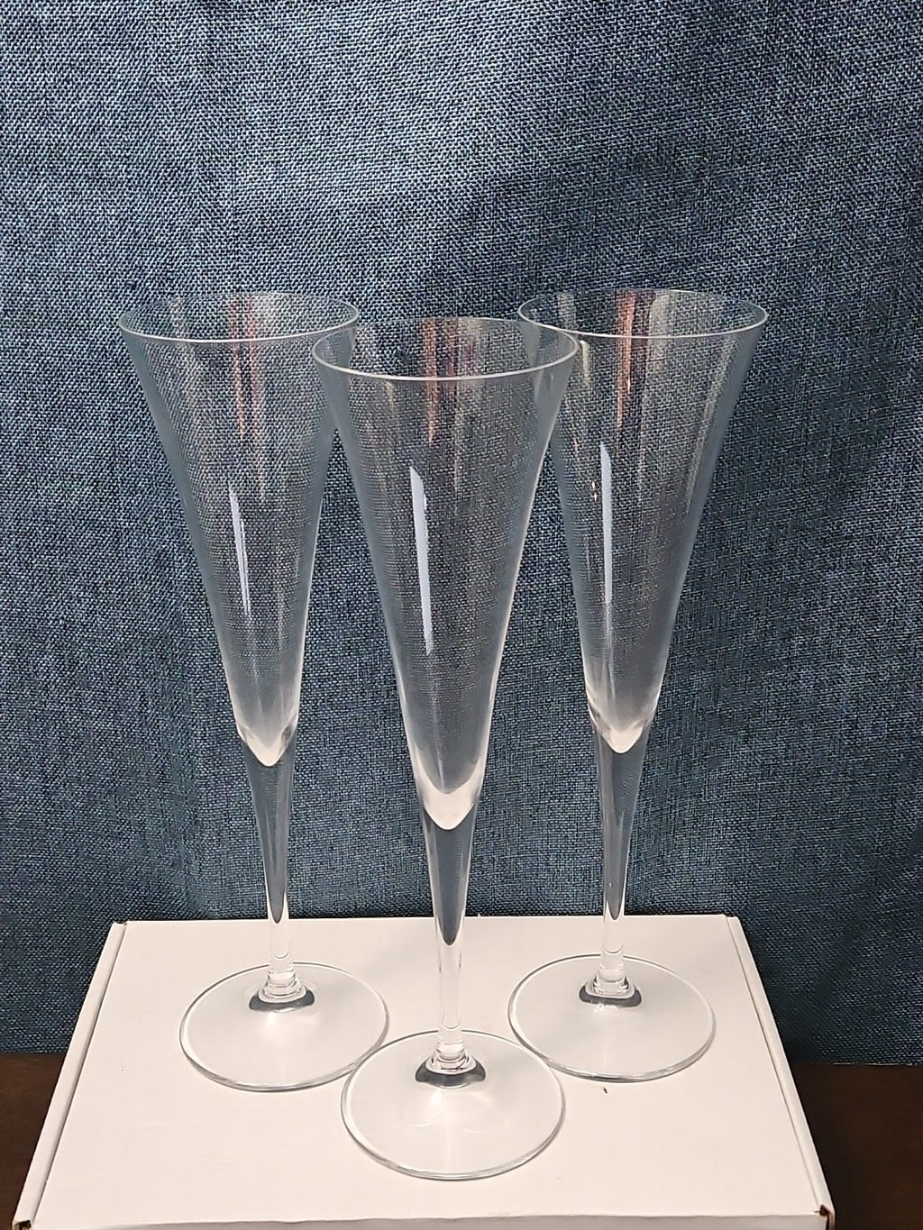 Set of 3 Tall Champagne Flutes | 9.5" Trumpet Shape | Elegant Clear Glass