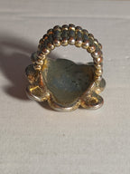Sarah Coventry Pearl Rhinestone Flower Ring Vintage  Adjustable