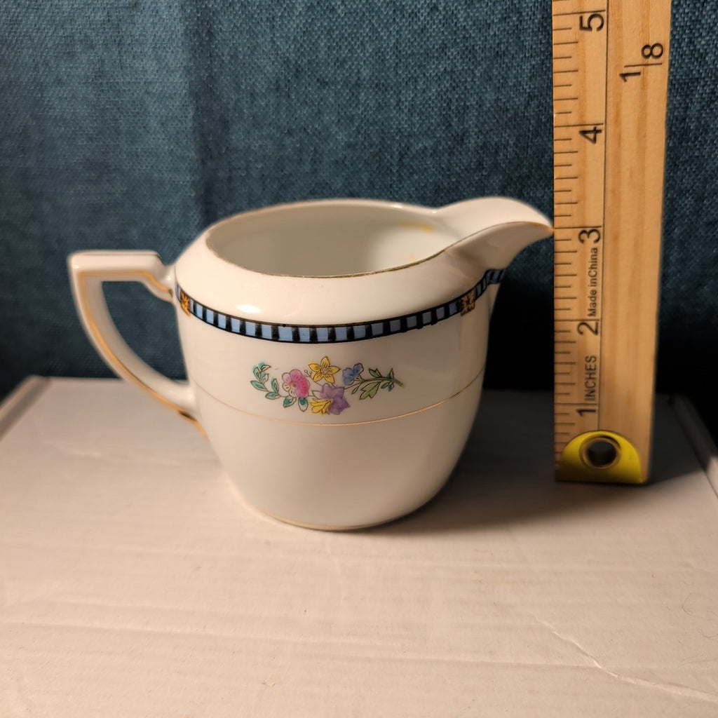 Vintage Noritake Sheridan Creamer Pitcher Art Deco Floral 1920s Gold Japan 3"