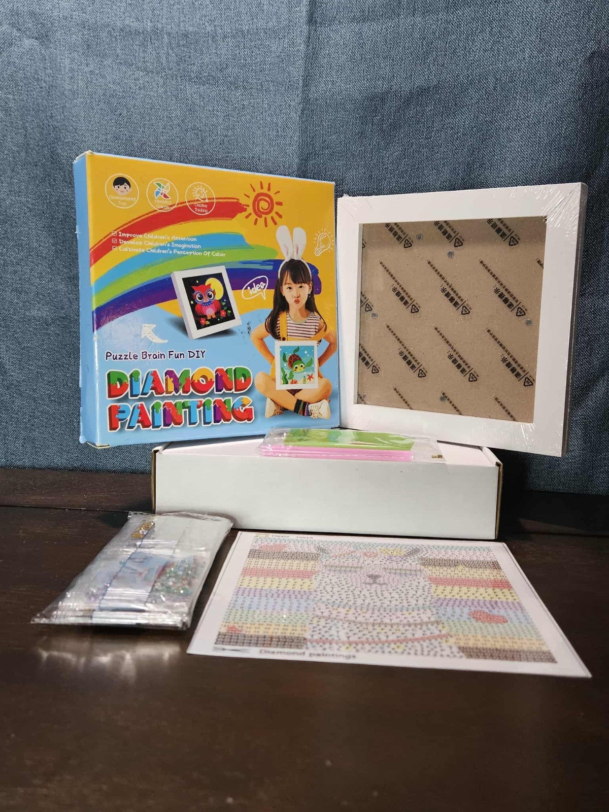 DIY Diamond Art Kit for Kids | Llama Design with White Frame | Puzzle Brain Fun 
