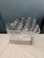 Large Acrylic Clam Shell Serving Bowl 18" Wavy Scalloped Beach House Centerpiece